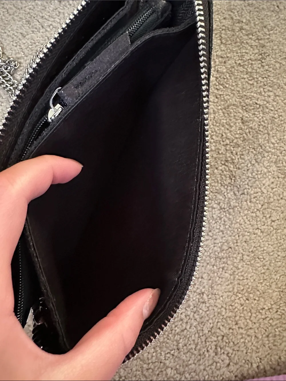Zara Black Chain Crossbody Clutch with Stud Trim - Picture 7 of 10